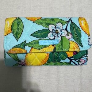 Vera Bradley Quilted Lemon Print Wallet in Turquoise and Yellow